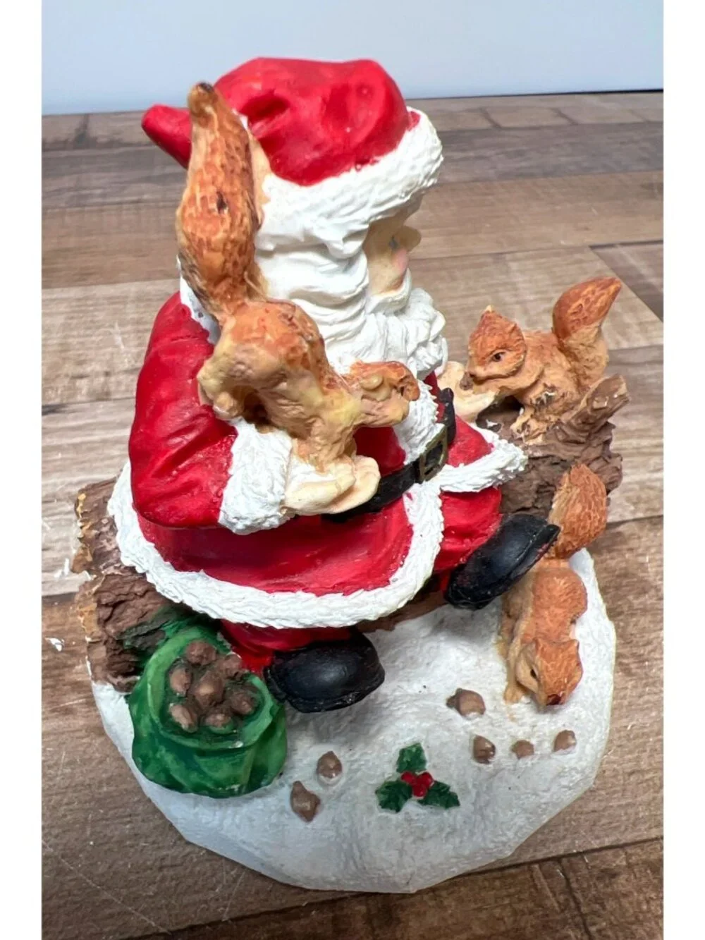 Vintage Santa Claus Figurine With Woodland Squirrels Christmas Collectible Decor
